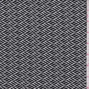 2 1/2 YD PC-ITY Black/White Wicker Look Diamond Nylon Jersey Knit Fabric