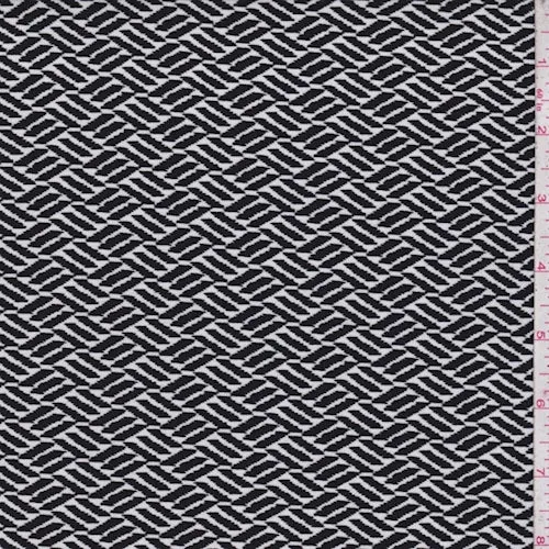 2 1/2 YD PC-ITY Black/White Wicker Look Diamond Nylon Jersey Knit Fabric