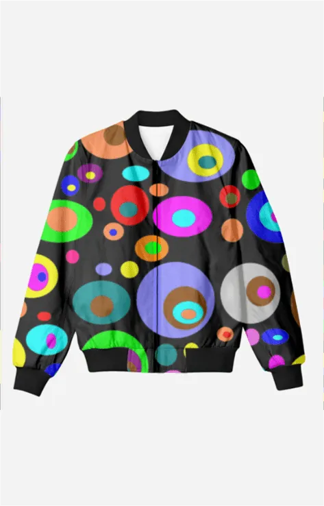 Abstract Circles - Unisex Printed Bomber Jacket with Pockets