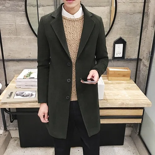 Advbridge Fashion Men Wool &amp; Blends Mens Casual Business Trench Coat Mens Leisure Overcoat Male Punk Style Blends Dust Coats Jackets