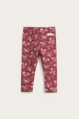 Baby red floral leggings