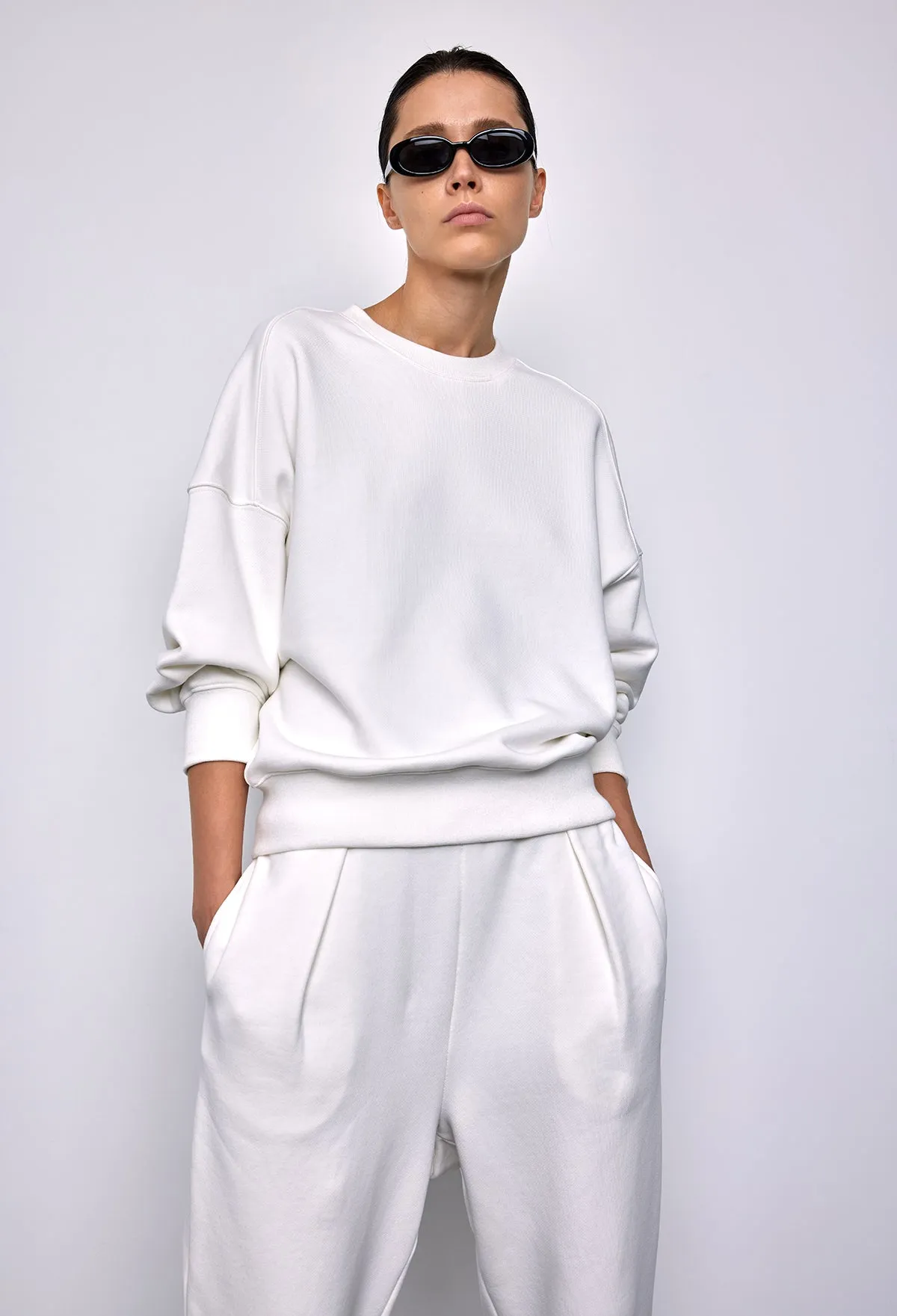 Basic R Zip-up Sweatshirt In Ivory