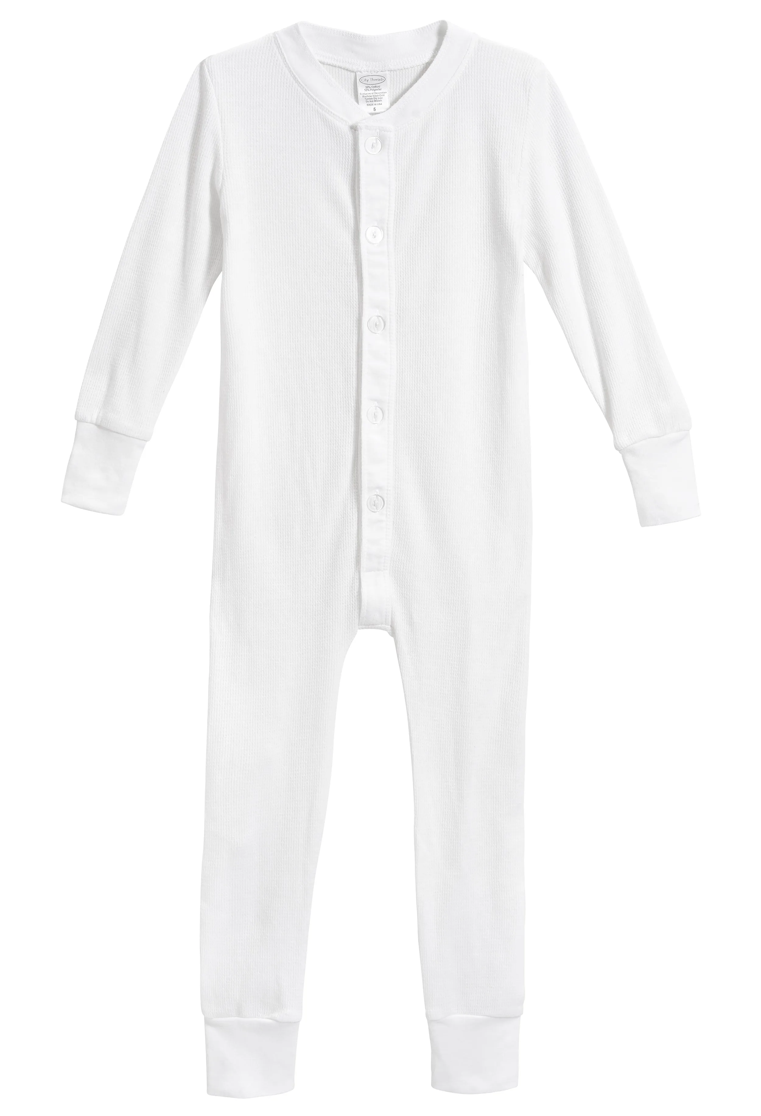 Boys and Girls Soft & Cozy Thermal One- Piece Union Suit  | White