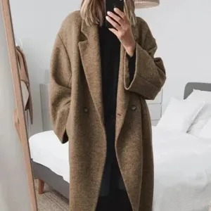 Buy Fall Winter long wool trench coat for women Cashmere trench coat