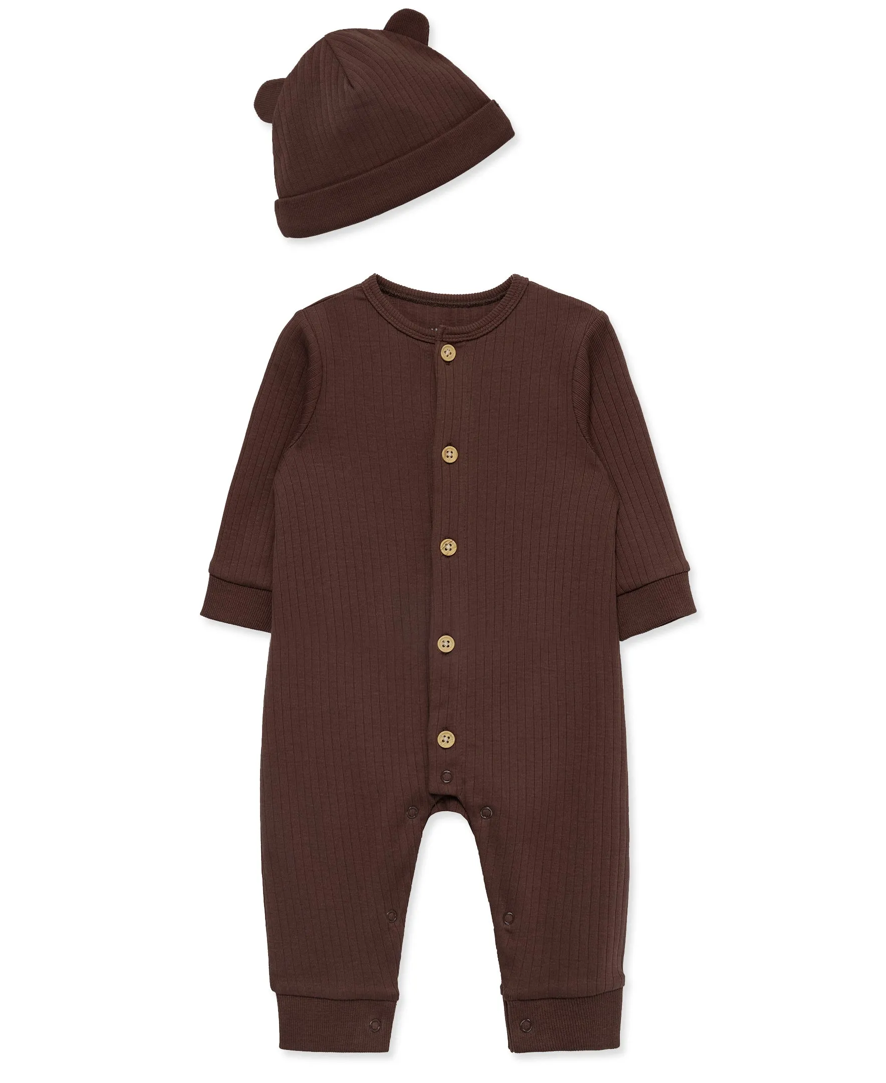 Chestnut Ribbed Coverall Set