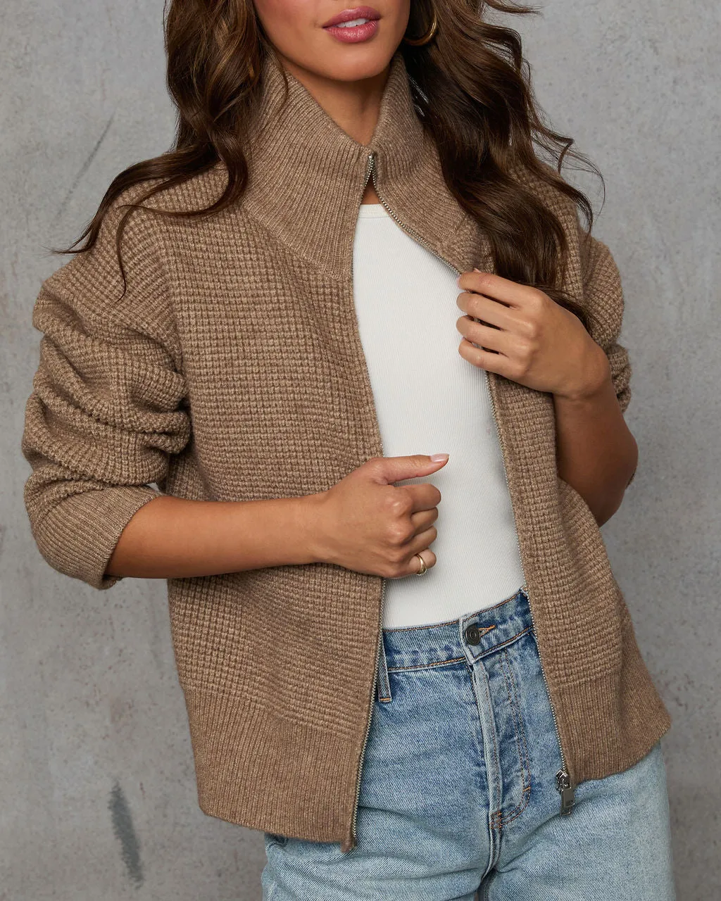 Cozy Feels Knit Zip Up Cardigan