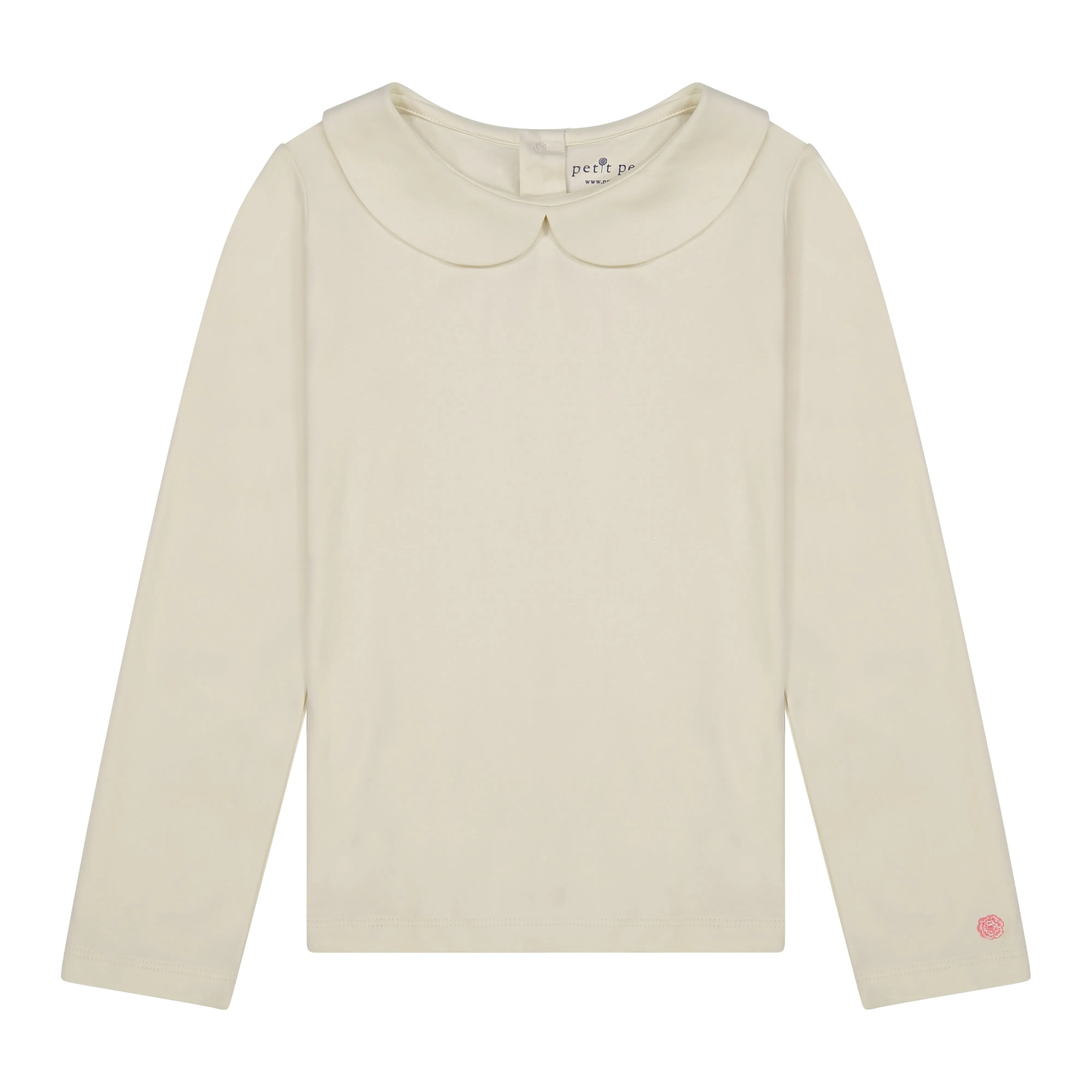 Cream Pima Cotton Peter Pan Collar Top