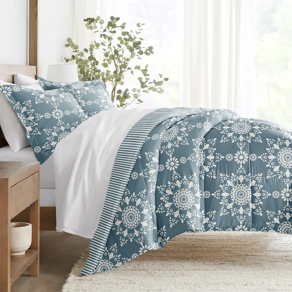 Daisy Medallion Reversible Down-Alternative Comforter Set