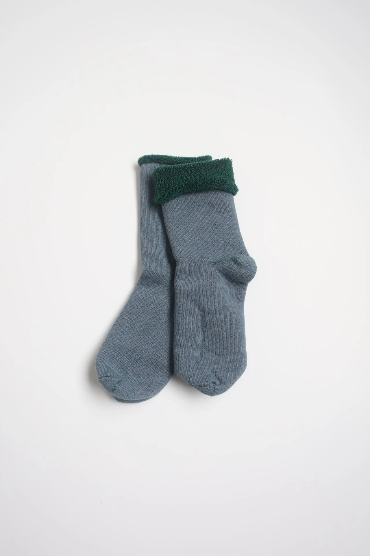 Doubleface Cozy Sleeping Socks in Light Blue and Green