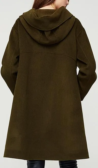 Drawstring Zip Wool Coat