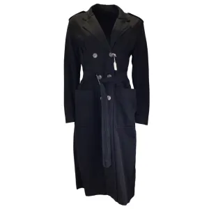 Dries Van Noten Black Double Breasted Belted Cotton Coat