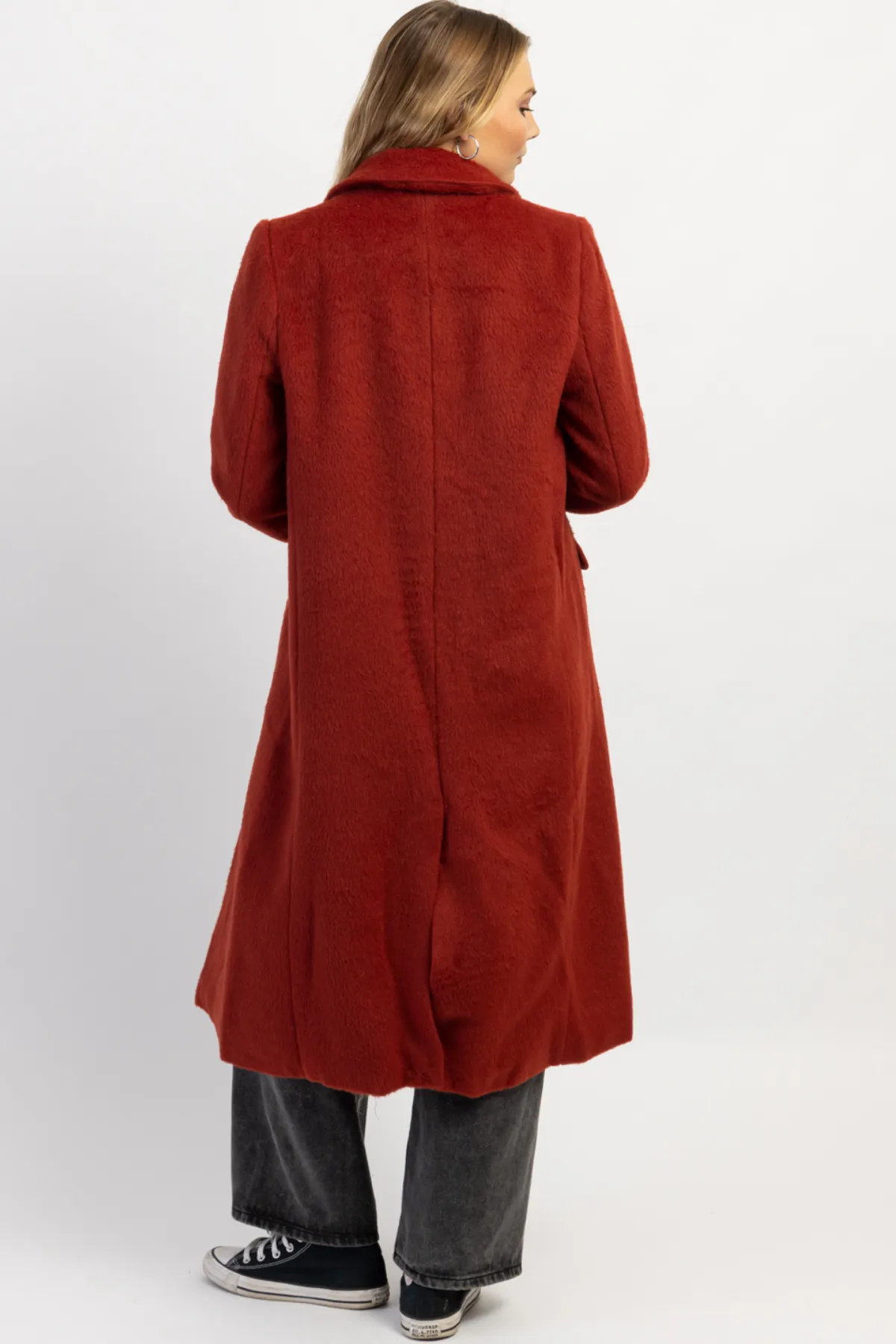 ELIZA BRICK BRUSHED WOOL COAT