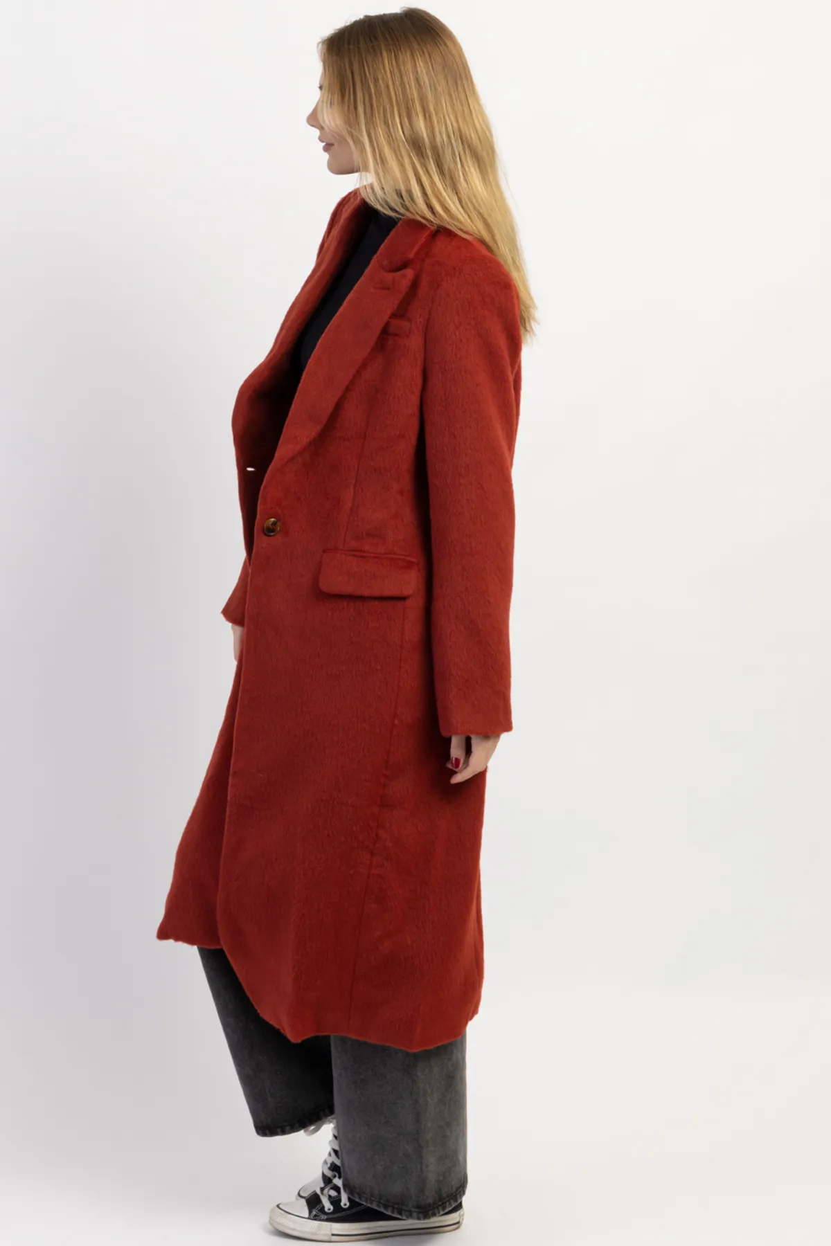 ELIZA BRICK BRUSHED WOOL COAT