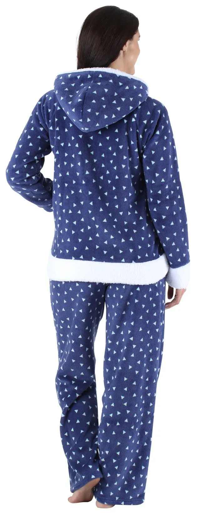 Frankie & Johnny Women’s Fleece 2-Piece Full Zip Hooded Jacket Loungewear Pajama Set