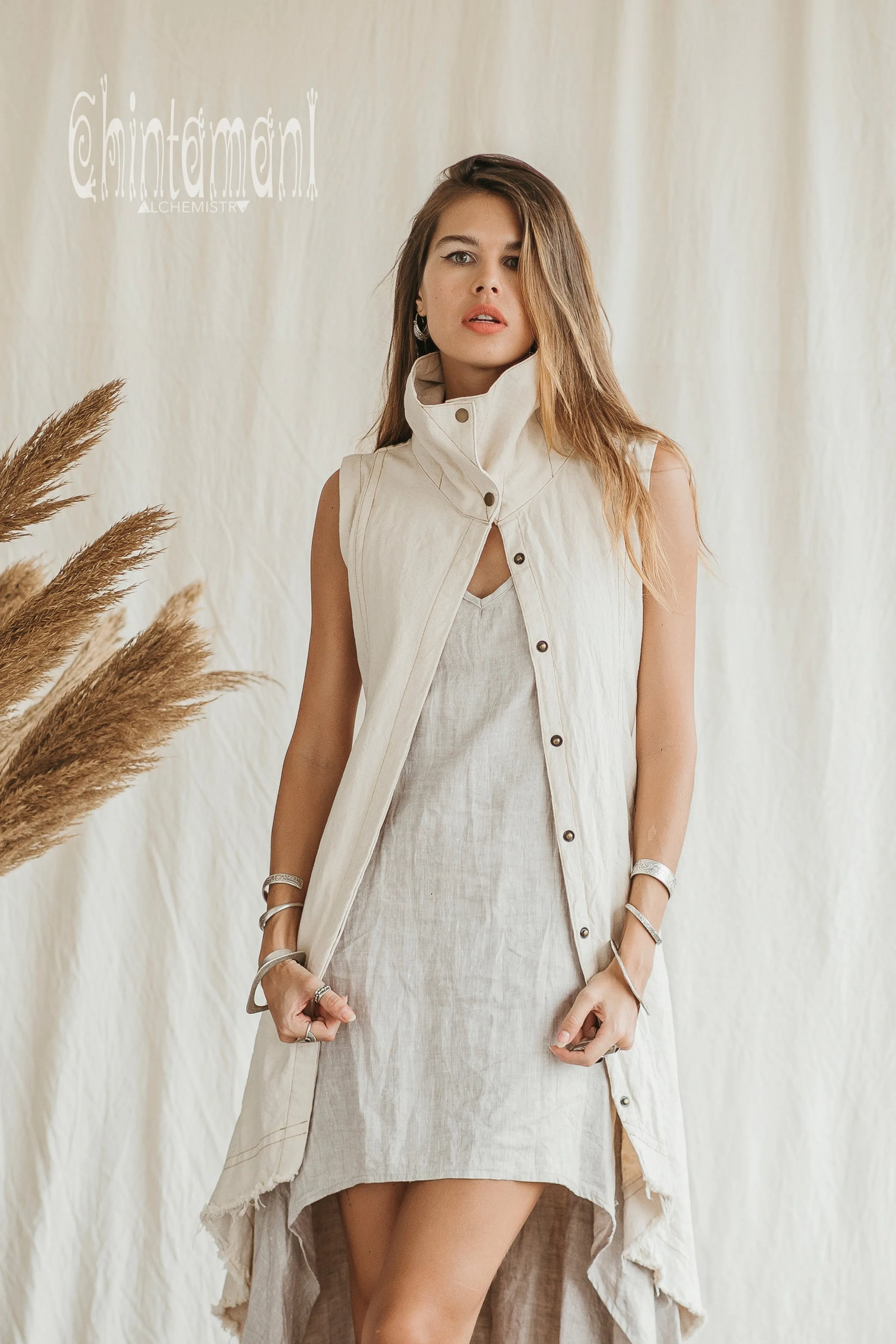 Frock Coat / Long Boho Vest / Cotton Canvas / Off White