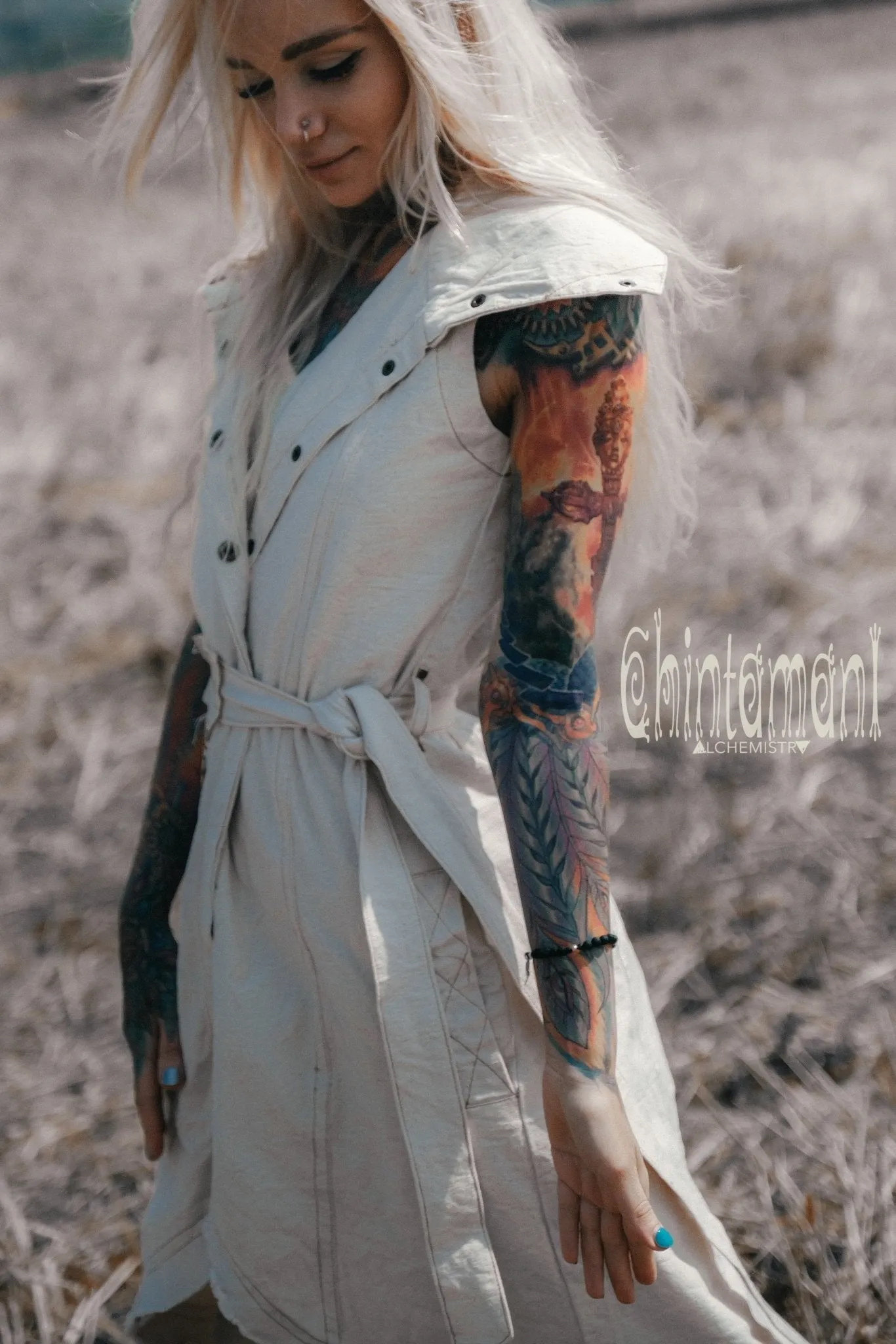 Frock Coat / Long Boho Vest / Cotton Canvas / Off White