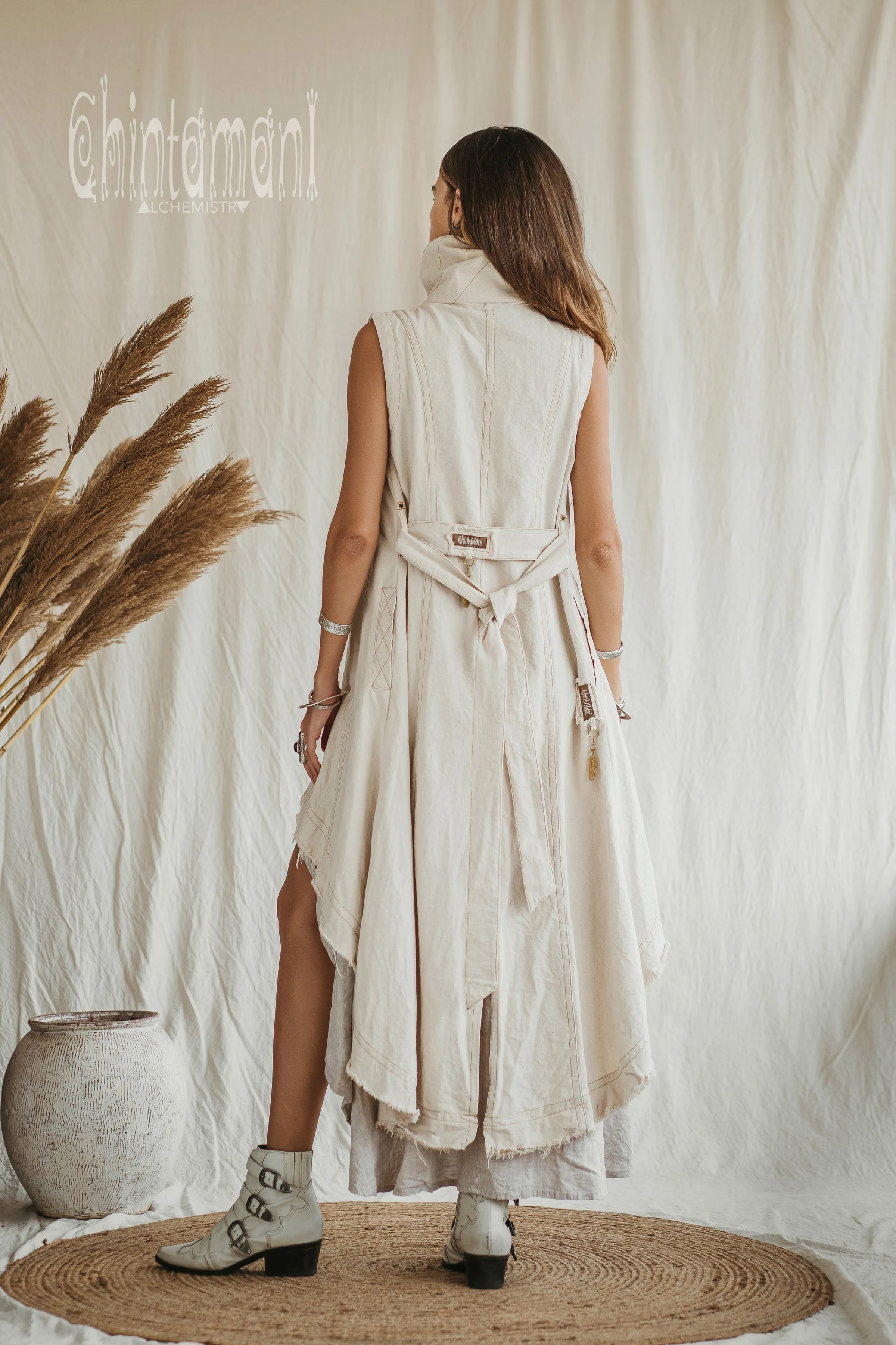 Frock Coat / Long Boho Vest / Cotton Canvas / Off White