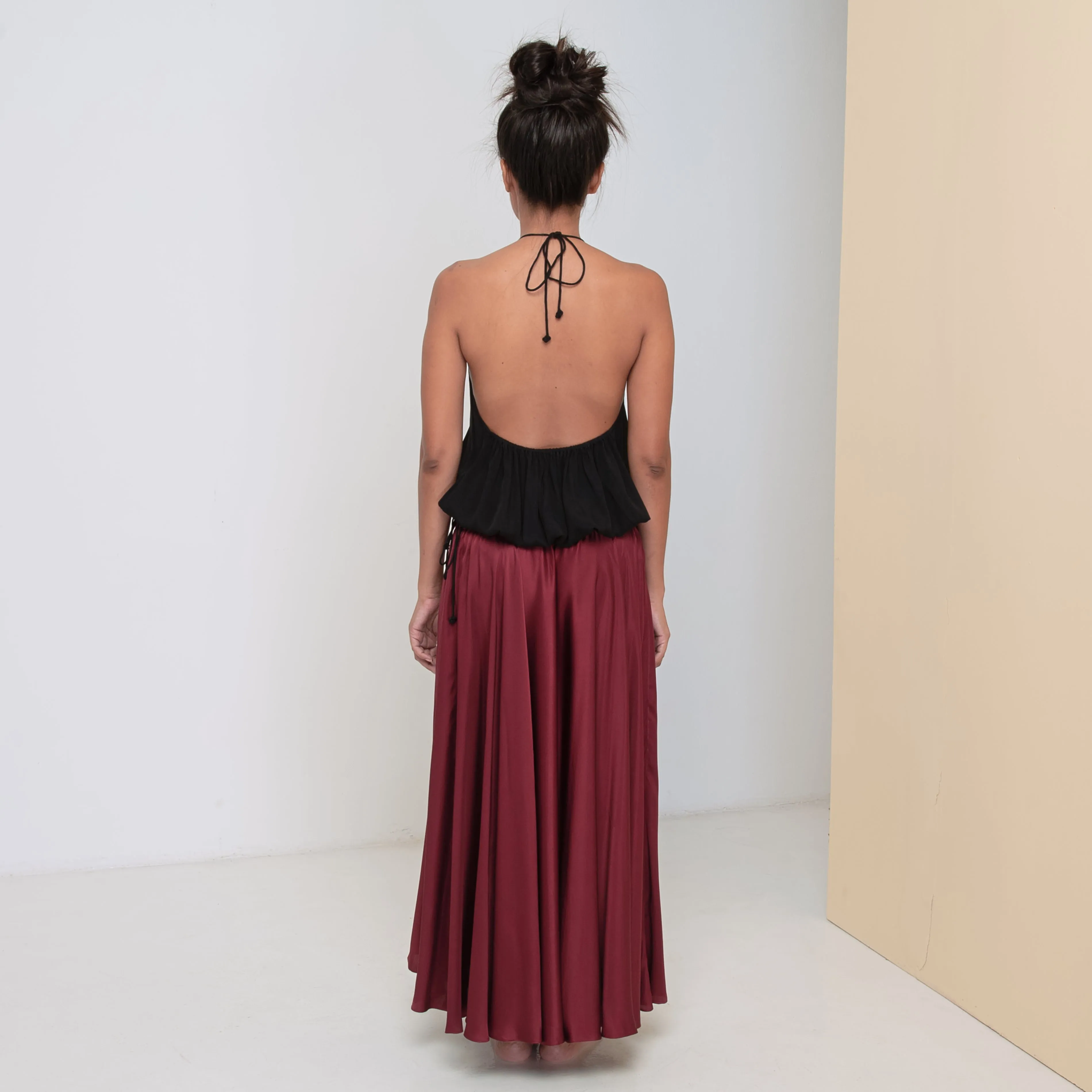 INFINITY SKIRT - Viscose Satin | Burgundy