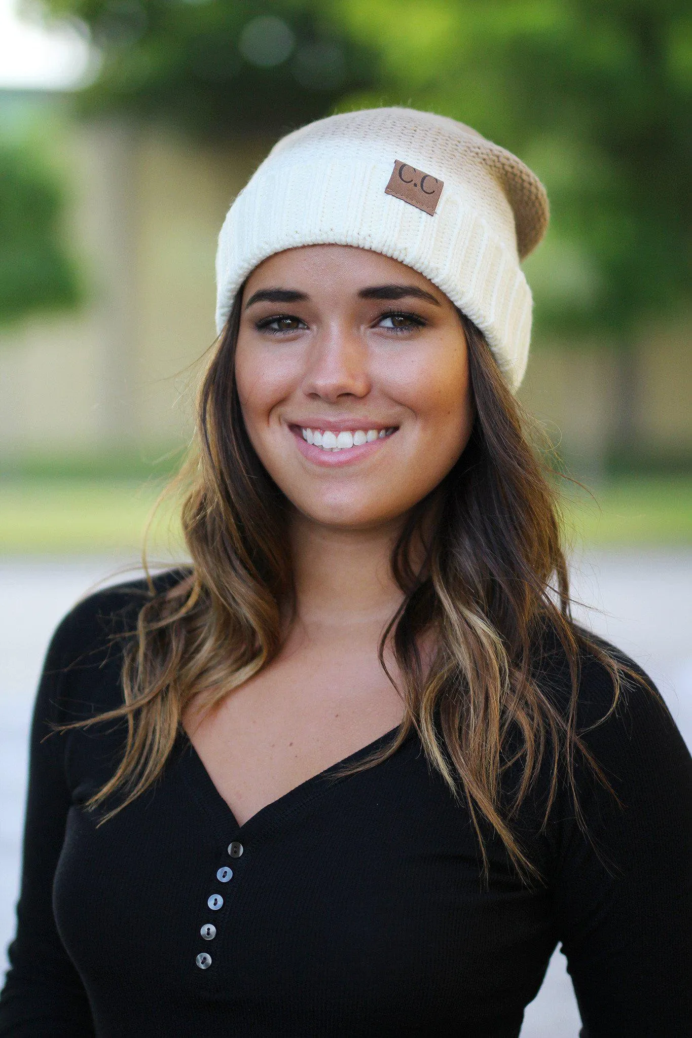 Ivory Ombre Knit Beanie