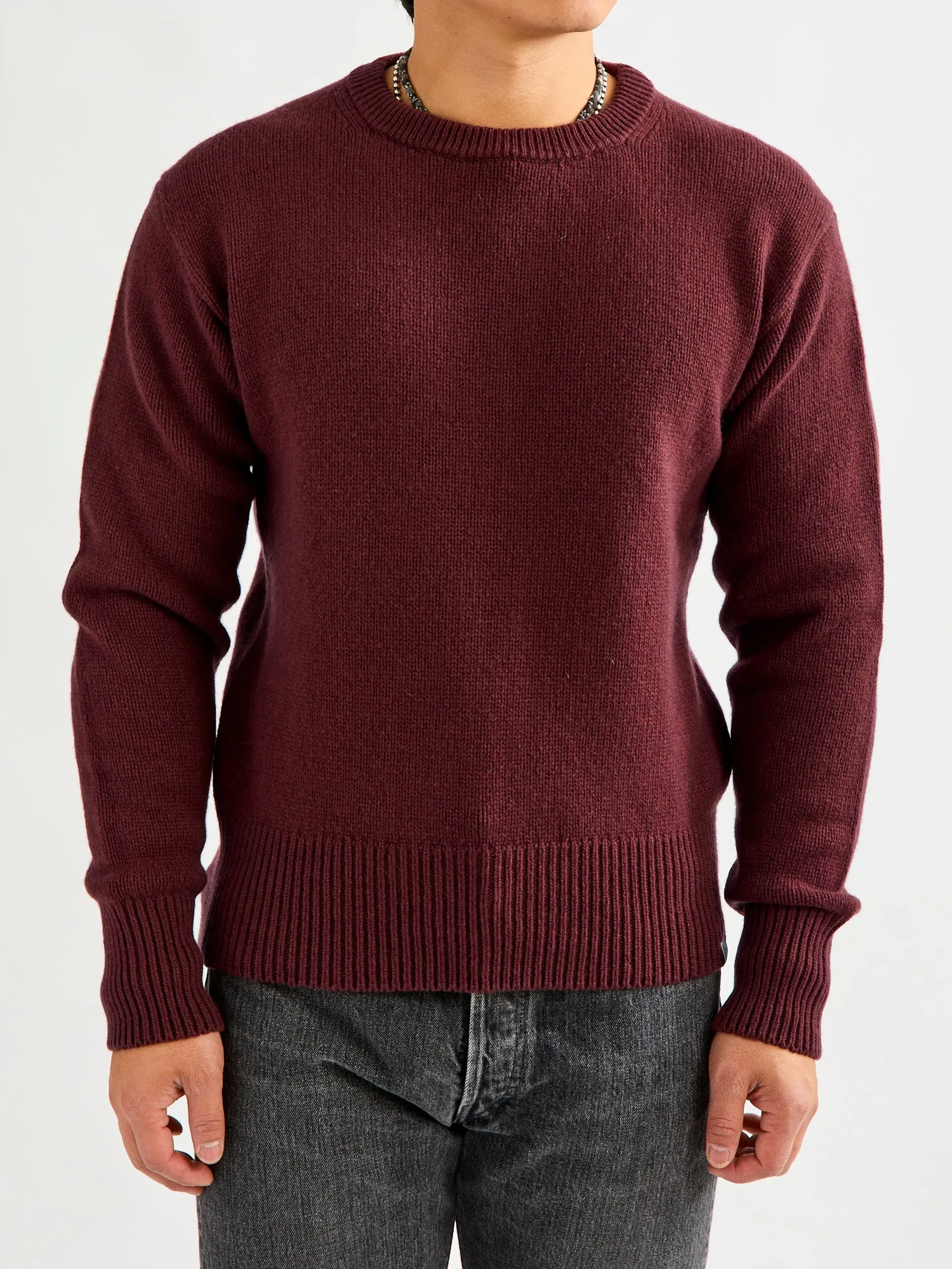 LOCC01 "Good Basics" Relaxed Fit Merino Cashmere Knit Sweater in Bark Brown