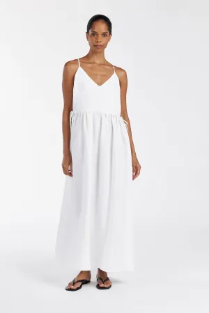 MAURA WHITE LINEN MIDI DRESS