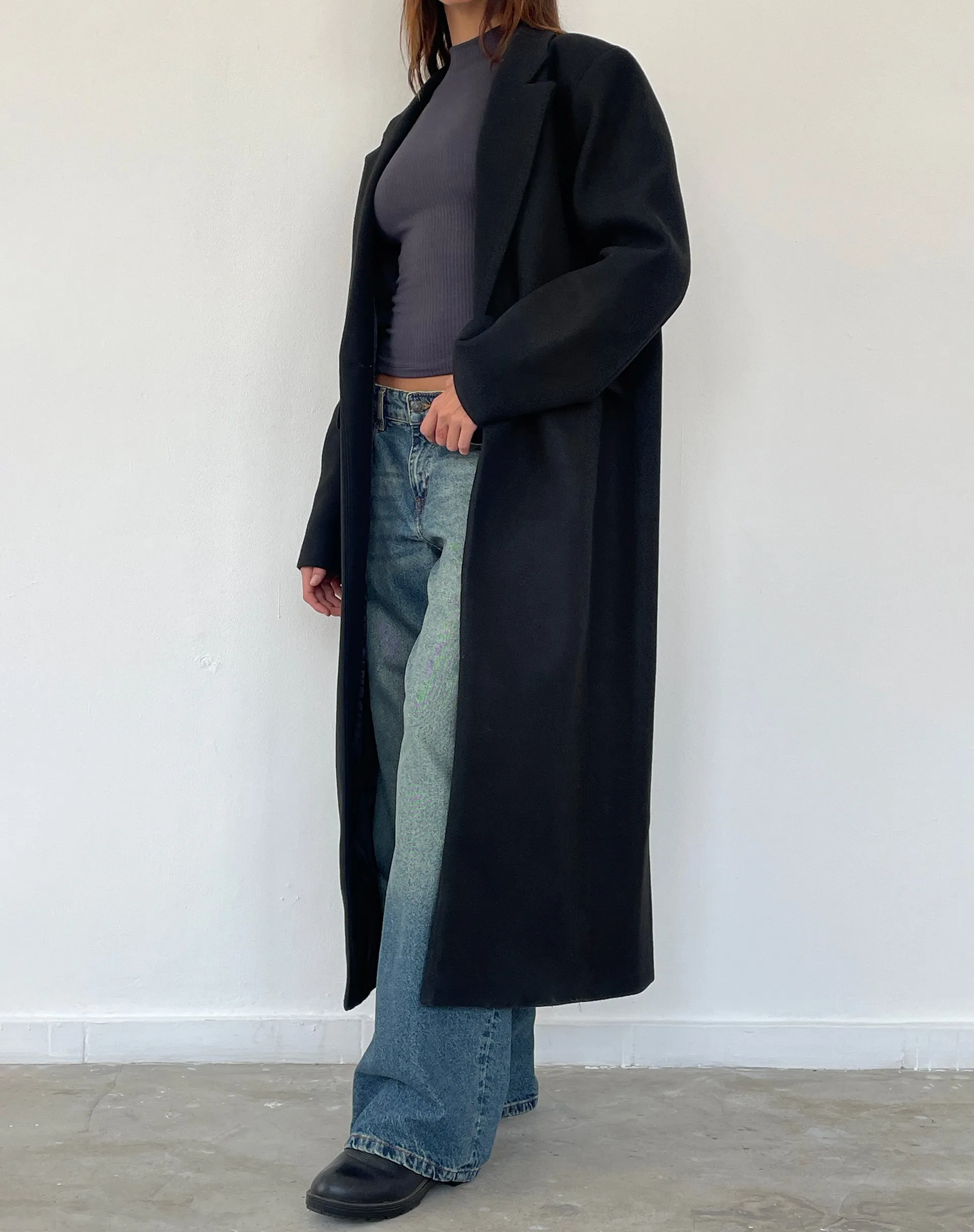 Melani Longline Coat in Black