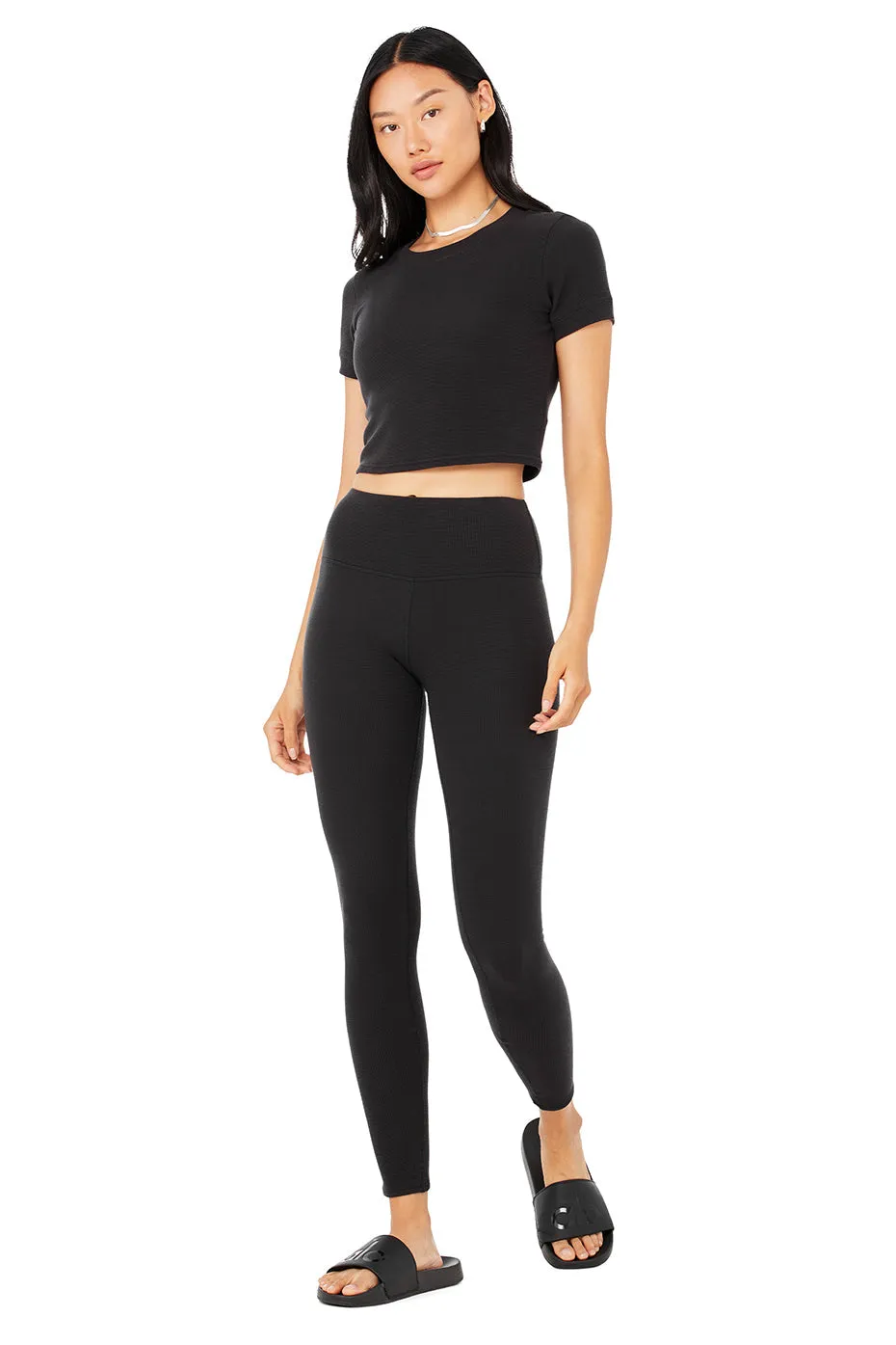 Micro Waffle Sierra Short Sleeve Top & High-Waist LowKey Legging Set