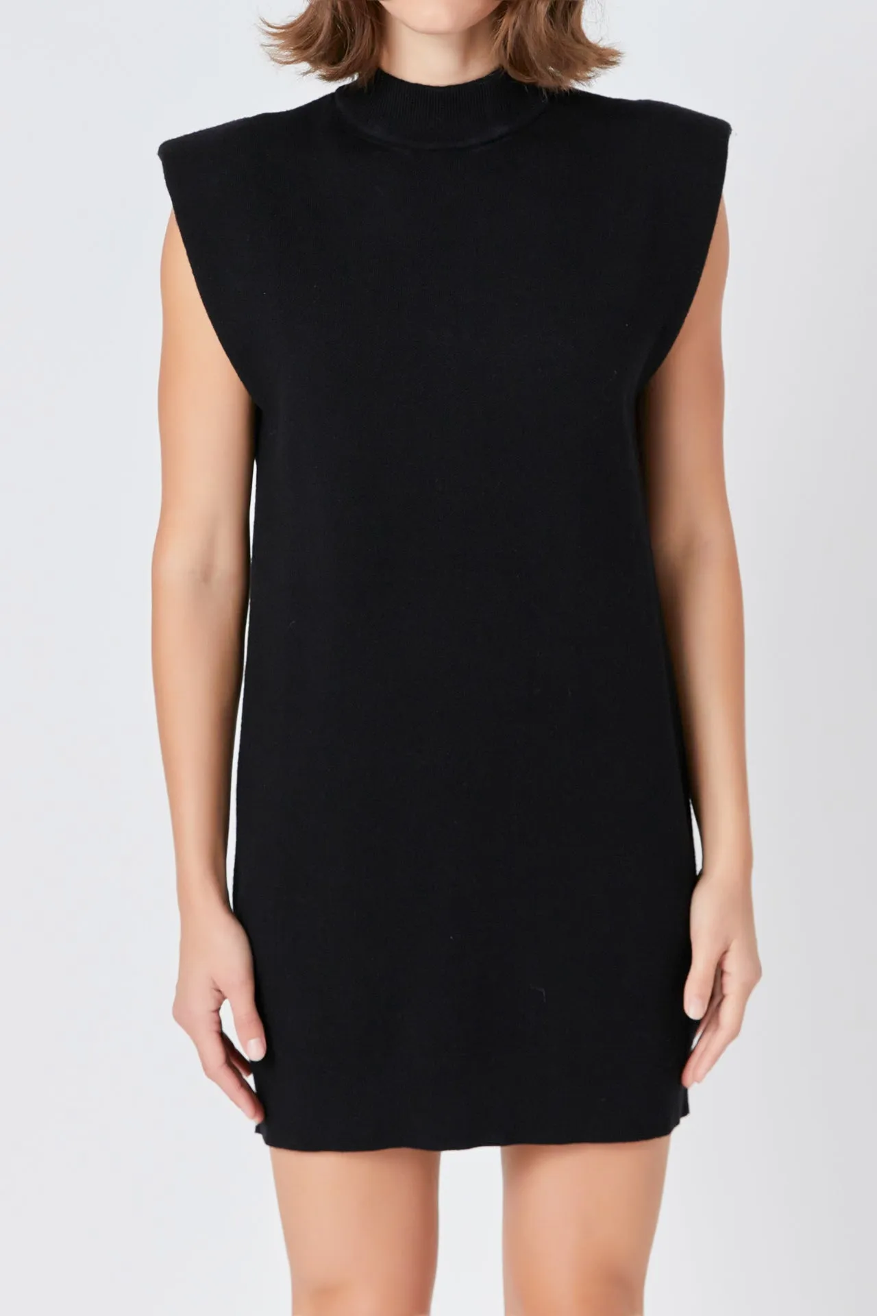 Mock Neck Sleeveless Knit Mini Dress