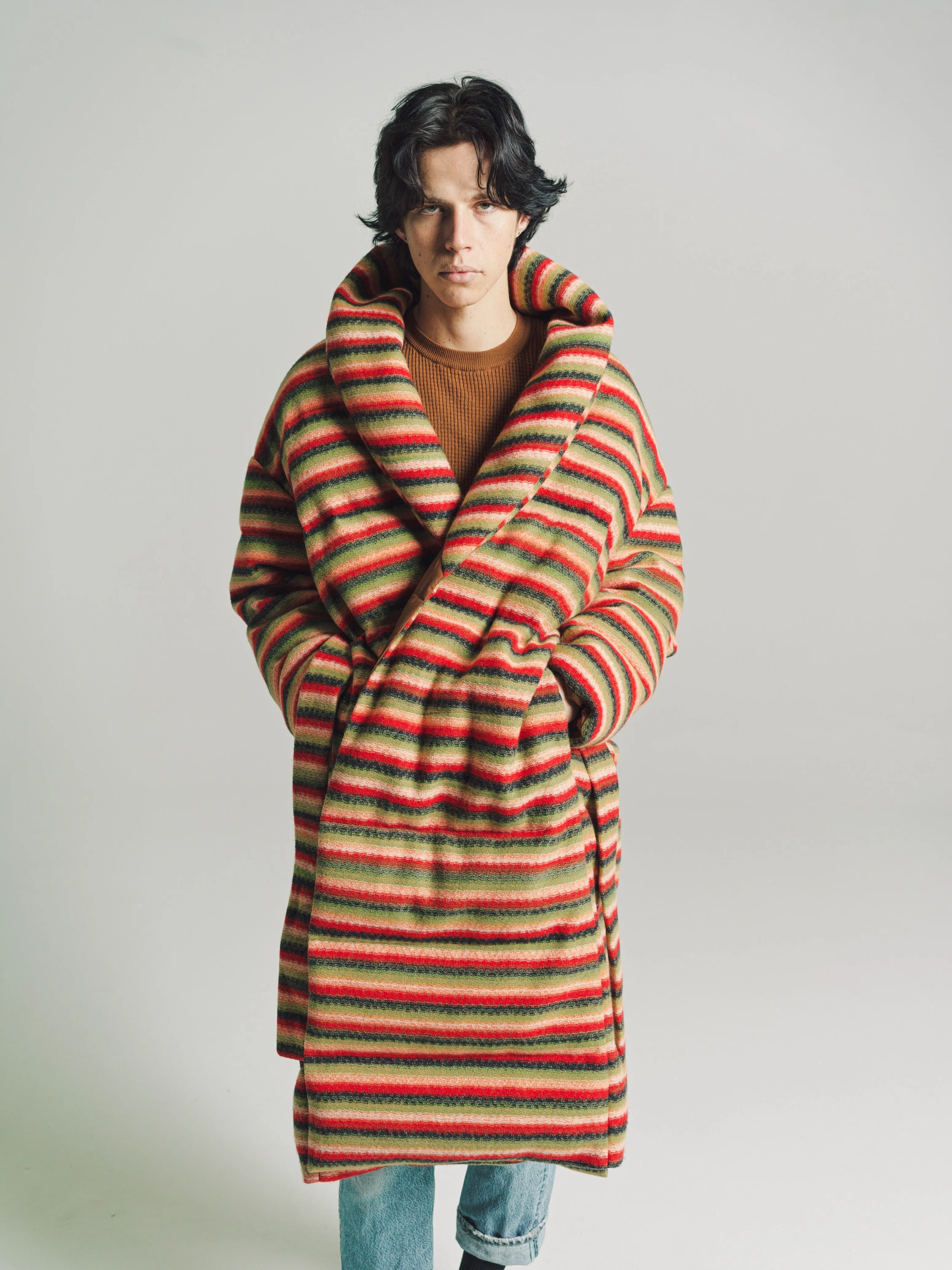 Multicolor Cashmere & Wool Long Puffer