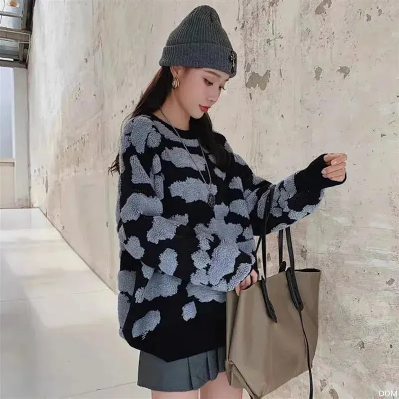 New Trend Autumn Winter Unisex Oversized Woolen Plush Pullover Sweater