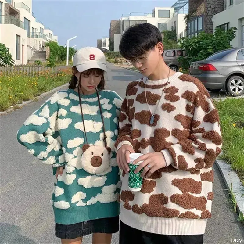 New Trend Autumn Winter Unisex Oversized Woolen Plush Pullover Sweater