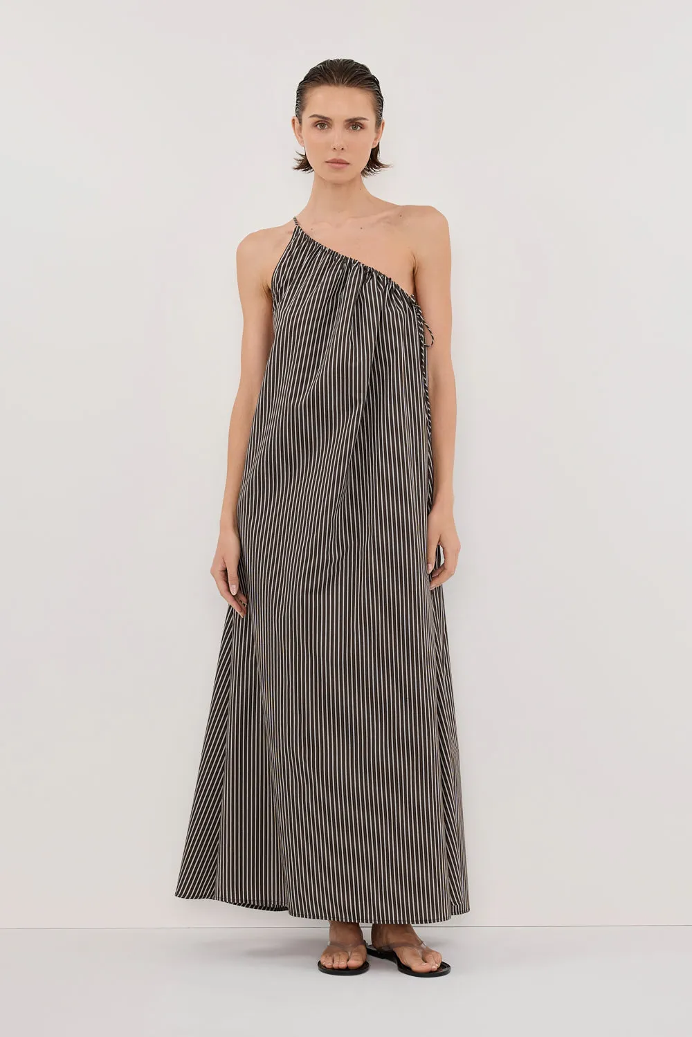 PALMA BITTER CHOC SILK BLEND MIDI DRESS