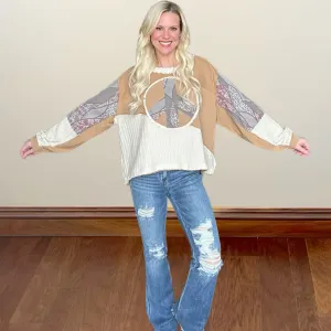 Peaceful Patchwork Oversized Top