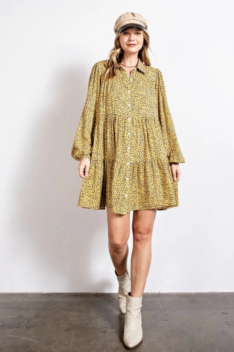 PRINTED BUTTON DOWN SHIRT DRESS