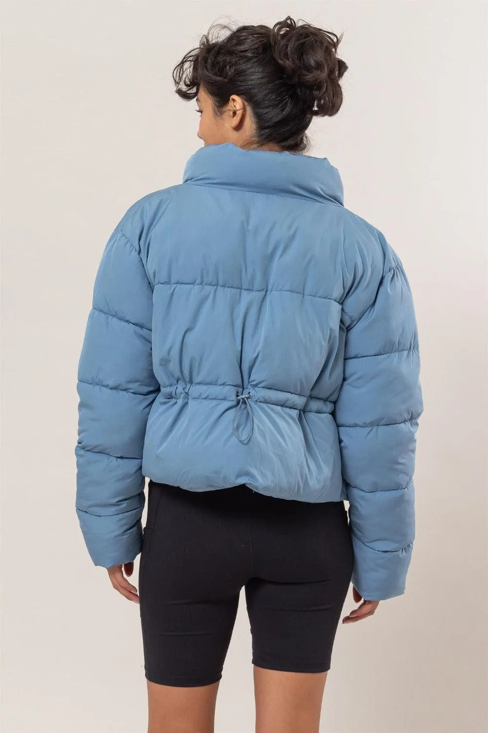 Puffer Jacket US HYFVE Quilted Back Drawstring Long Sleeve Outwear