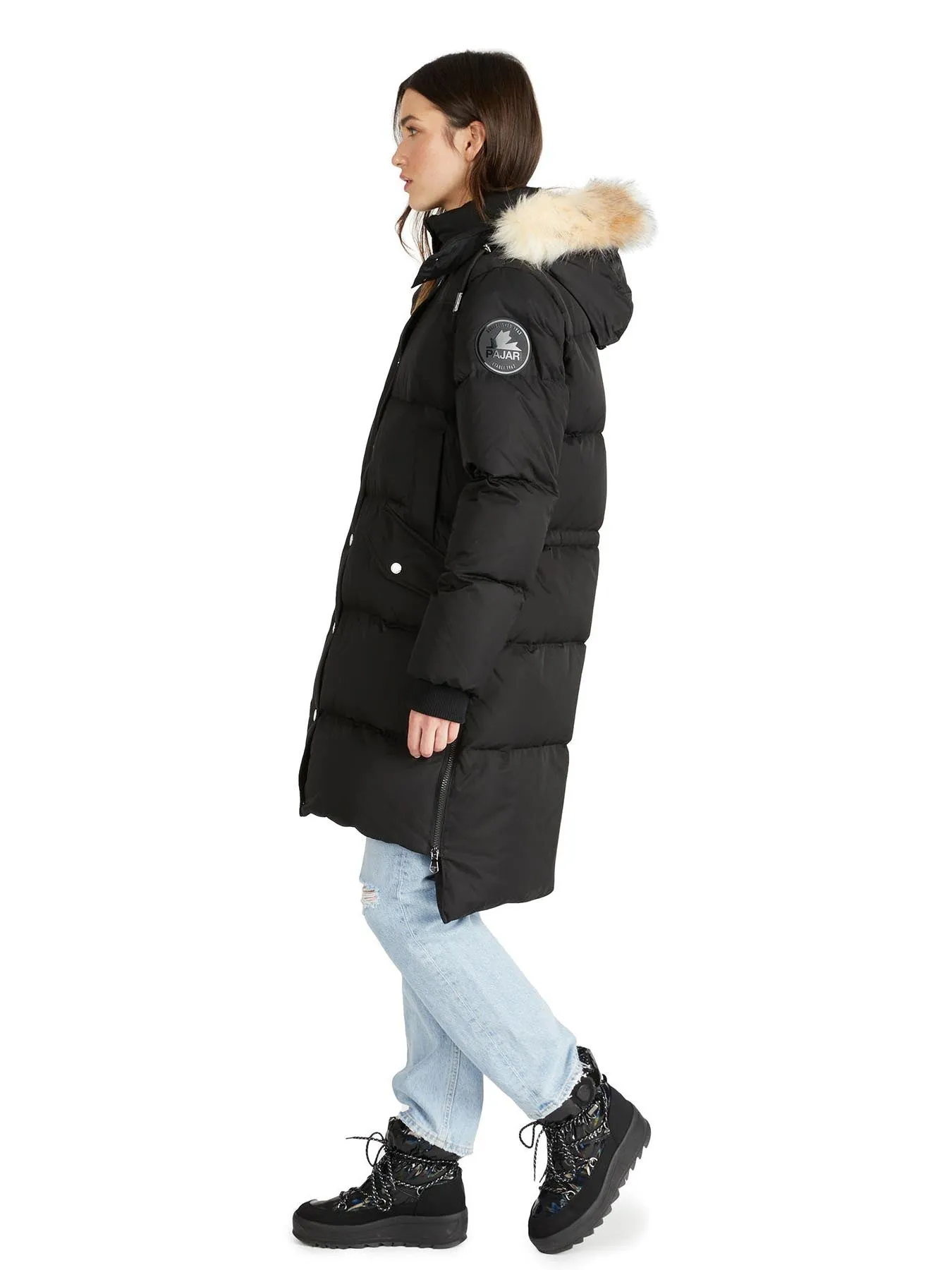 Reyna Women's Long Puffer w/ Faux Fur Trim