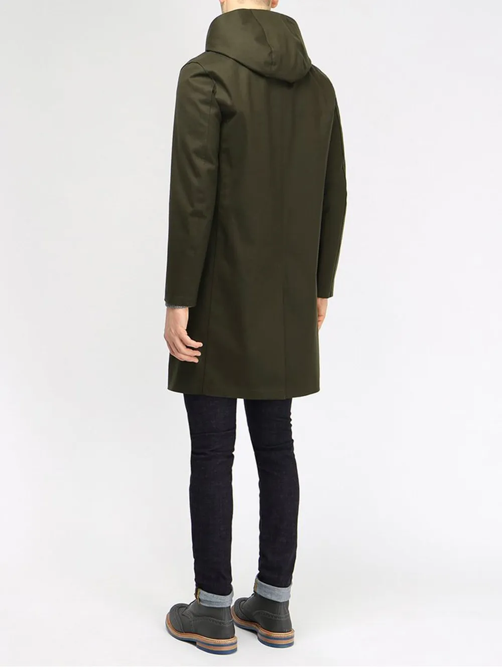 Rubberised Hooded Wool Coat