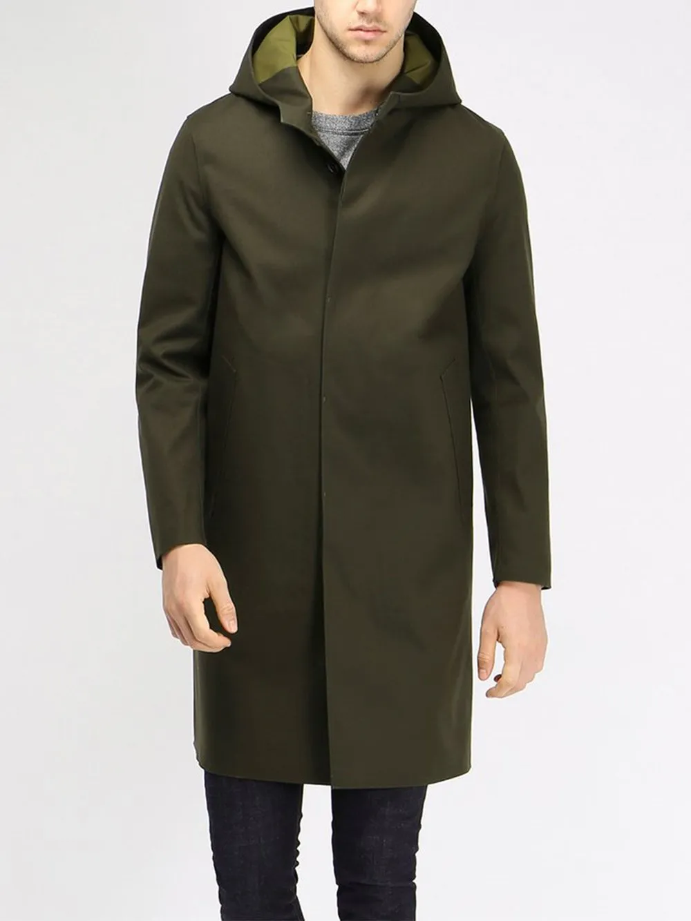 Rubberised Hooded Wool Coat