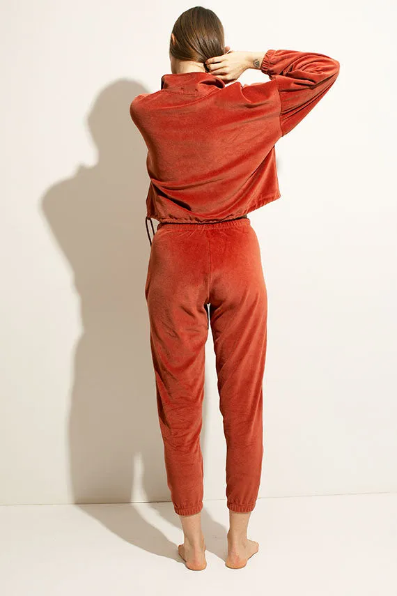 Rust Velour Beachwood Sweatpant