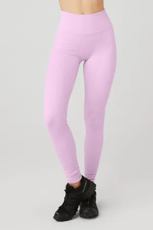 Semi-Sheer Seamless Cable Knit High-Waist Legging - Sugarplum Pink