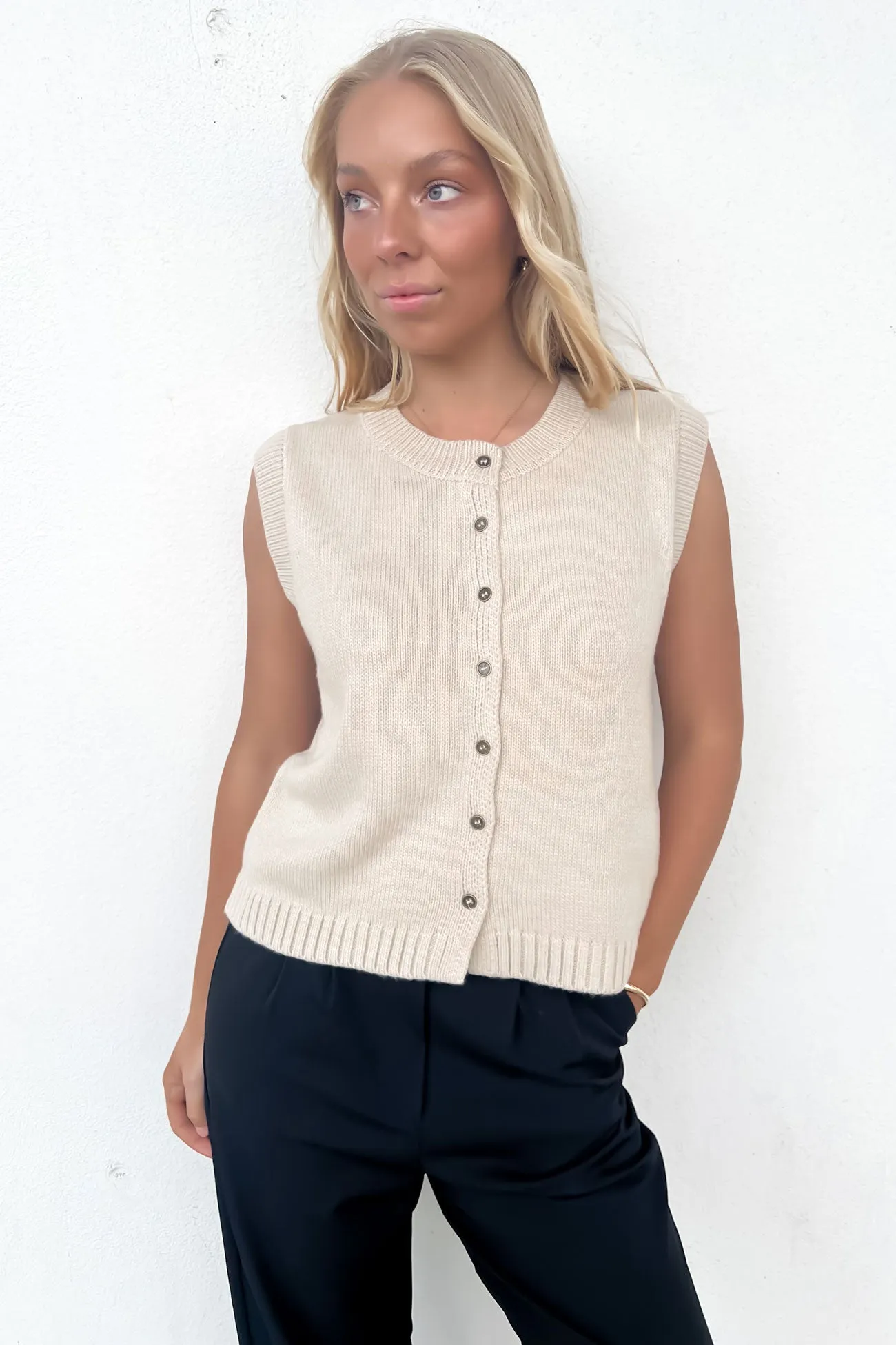 Shelley Knit Vest Cream