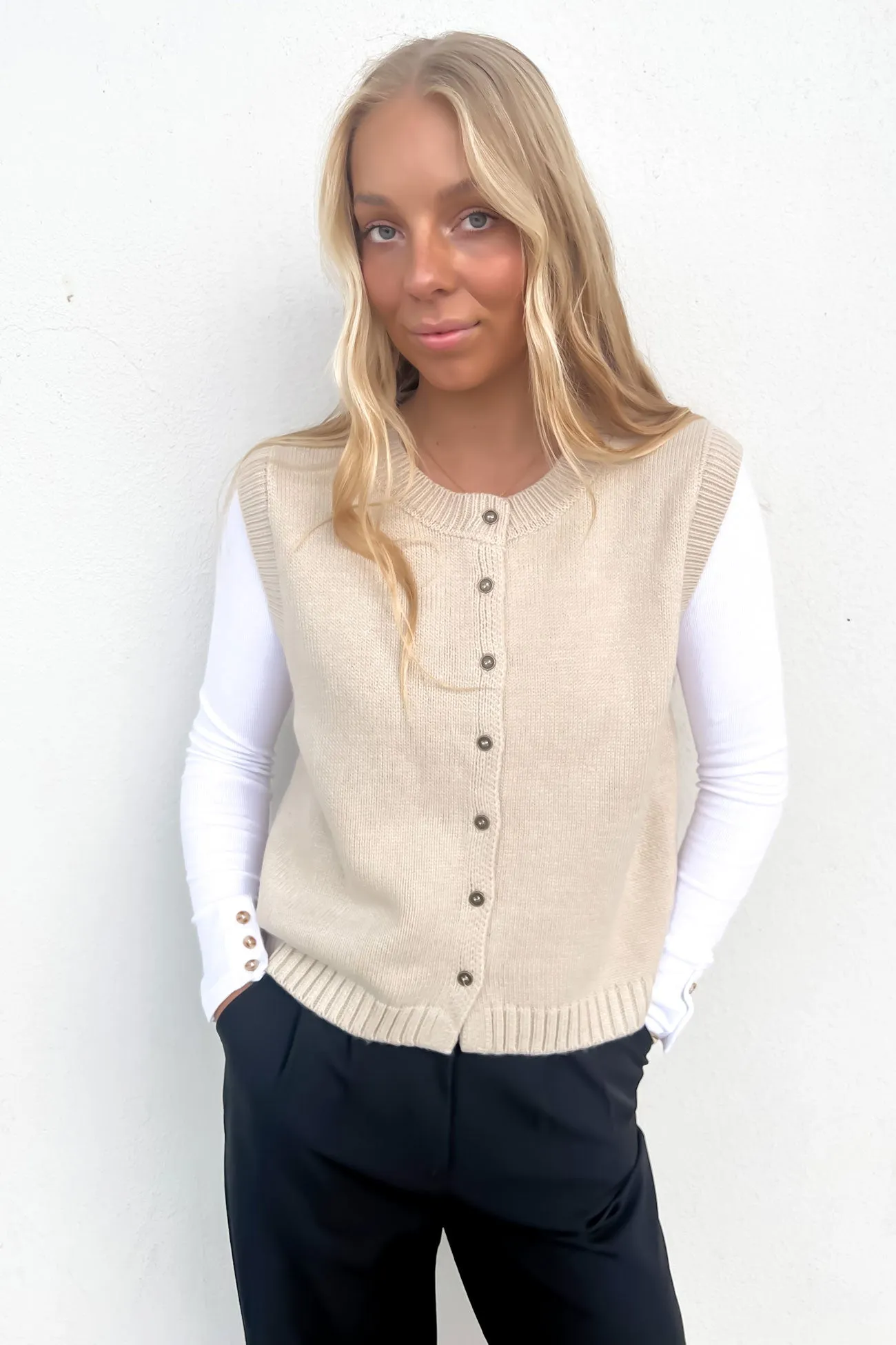 Shelley Knit Vest Cream