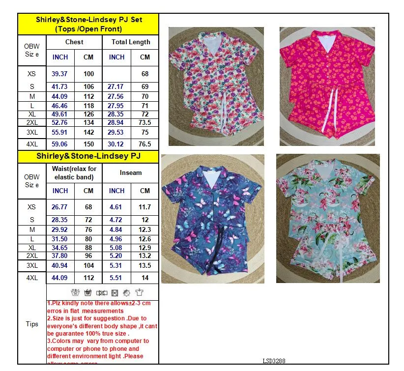 Shirley and Stone Short Sleeve and Shorts Pajama Sets (Multiple Options)