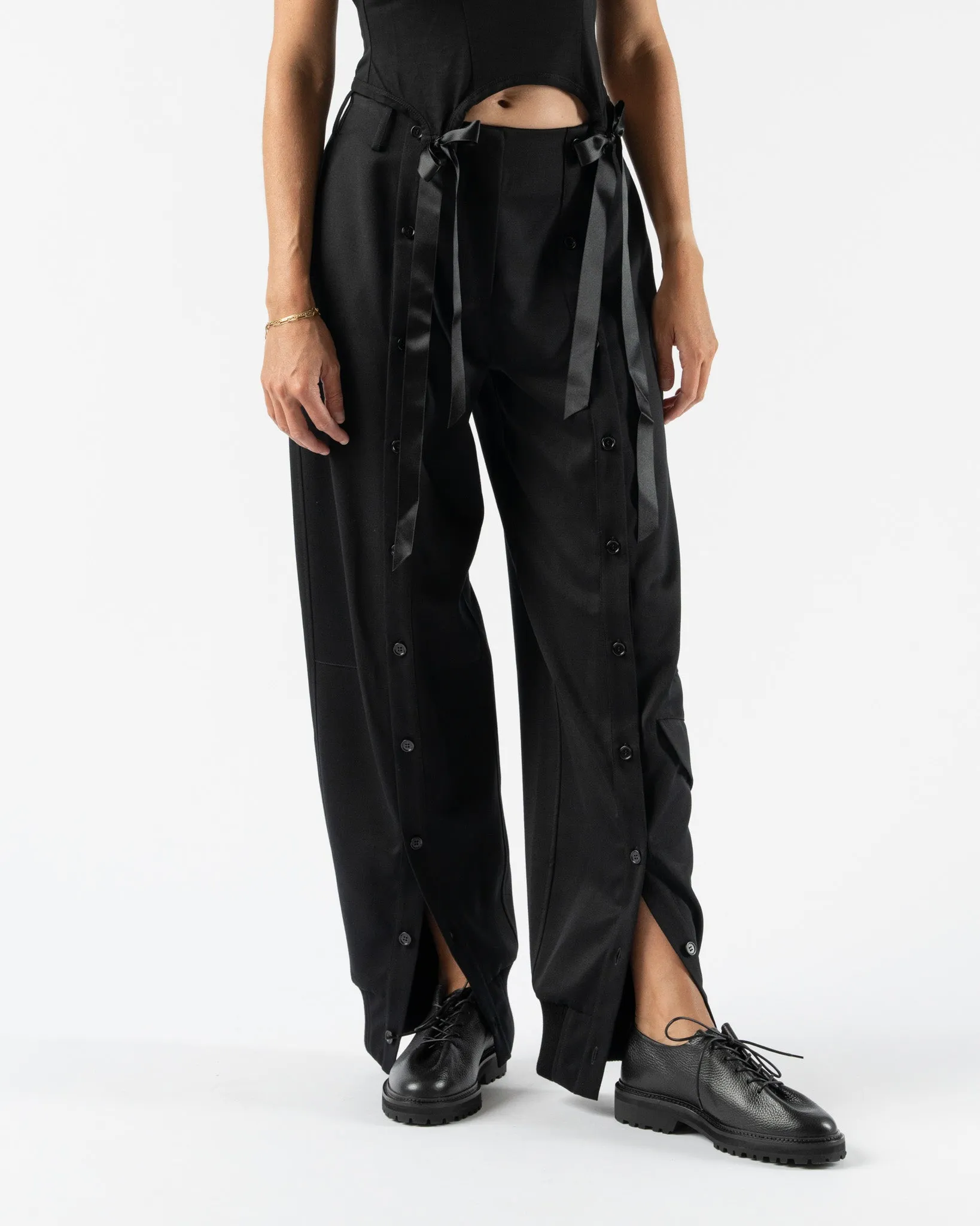 Simone Rocha Front Button Placket Trousers in Black