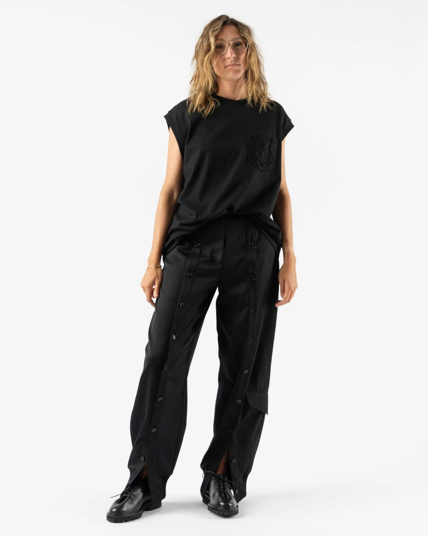 Simone Rocha Front Button Placket Trousers in Black