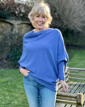 Soft Knit Asymmetric Jumper - Marine Blue