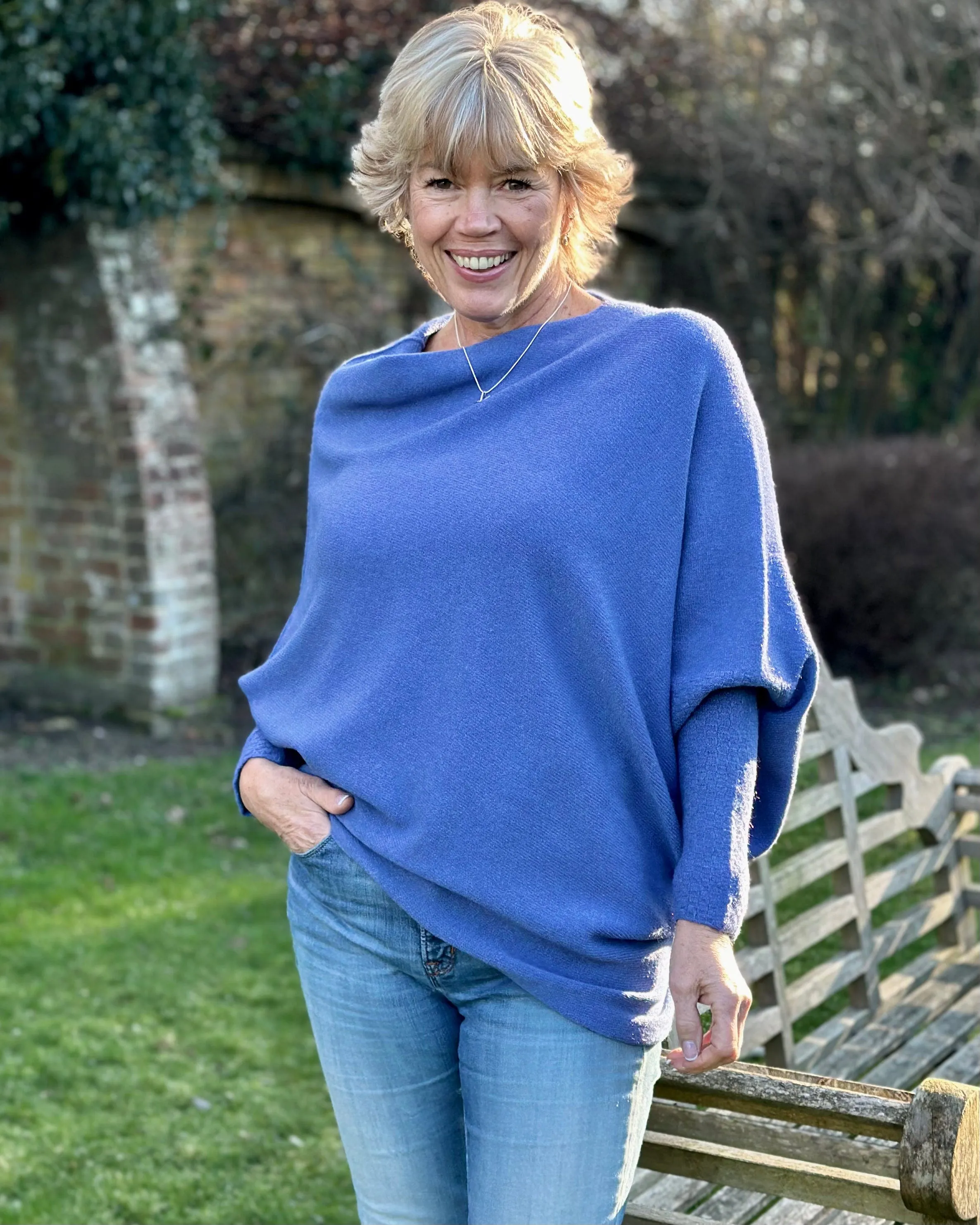 Soft Knit Asymmetric Jumper - Marine Blue