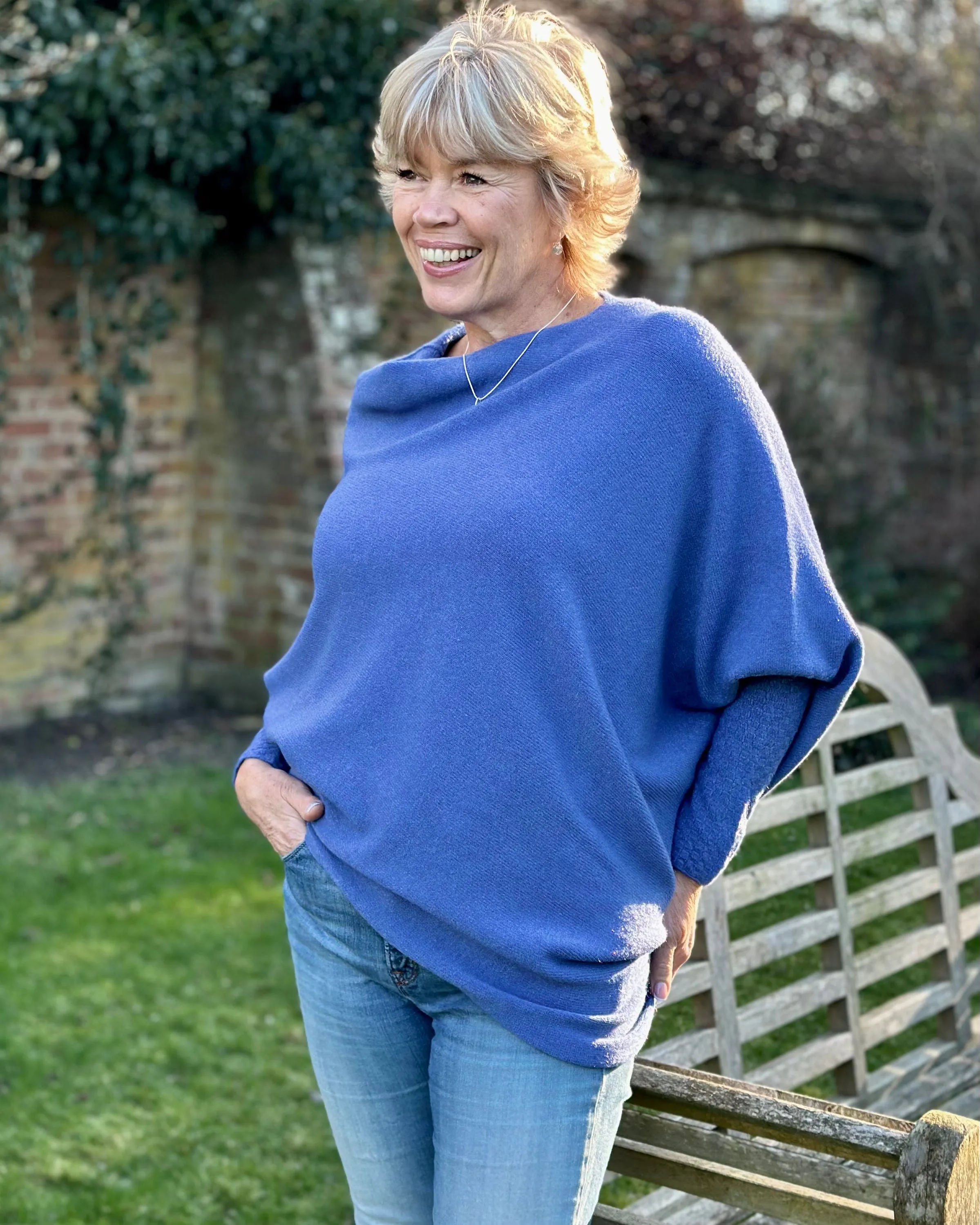 Soft Knit Asymmetric Jumper - Marine Blue