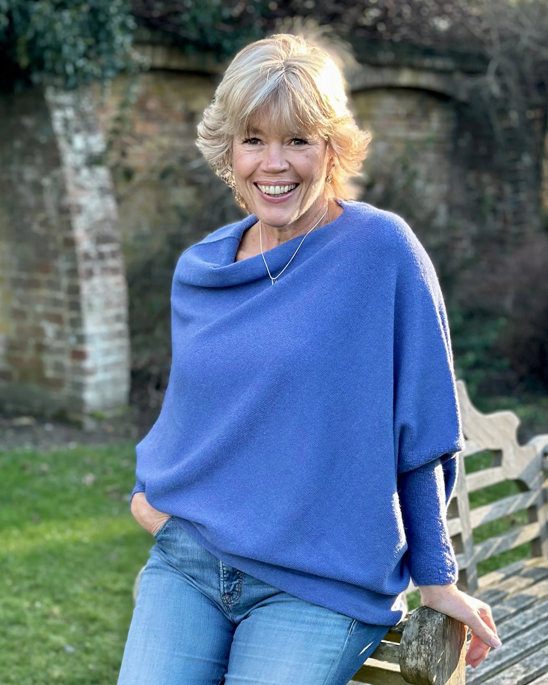 Soft Knit Asymmetric Jumper - Marine Blue