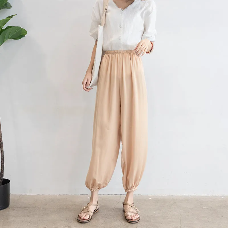 Summer Thin Fairy-Look Cool Pants Anti Mosquito Women Island Sunscreen Loose Jogger Chiffon Lantern Casual Pants